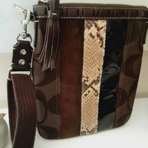 COACH Leather and Canvas Crossbody Bag